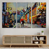 Yağlıboya Görünüm Budapeşte Sokakları Macaristan Dekoratif Kanvas Tablo, Duvar Dekoru 3547