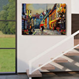 Yağlıboya Görünüm Budapeşte Sokakları Macaristan Dekoratif Kanvas Tablo, Duvar Dekoru 3547