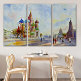 Aziz Basil Katedrali Kızıl Meydan ve Kremlin Dekoratif Kanvas Tablo, Duvar Dekoru 3559