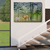 Suluboya Görünüm Geyikler Dekoratif Kanvas Tablo, Duvar Dekoru 3648