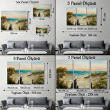 Yağlıboya Görünüm Kumsaldan Okyanusa Yol Dekoratif Kanvas Tablo, Duvar Dekoru 3665