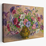 Yağlıboya Görünüm Vintage Çiçekler Dekoratif Kanvas Tablo, Duvar Dekoru 3672