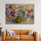 Yağlıboya Görünüm Vintage Çiçekler Dekoratif Kanvas Tablo, Duvar Dekoru 3672