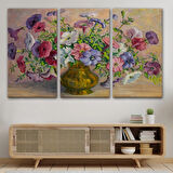 Yağlıboya Görünüm Vintage Çiçekler Dekoratif Kanvas Tablo, Duvar Dekoru 3672
