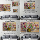 Yağlıboya Görünüm Vintage Çiçekler Dekoratif Kanvas Tablo, Duvar Dekoru 3672