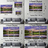 Yağlıboya Görünüm Göl Kıyısındaki Orman Evi Dekoratif Kanvas Tablo, Duvar Dekoru 3678