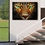 Yağlıboya Görünüm Çita Gözleri Dekoratif Kanvas Tablo, Duvar Dekoru 3689