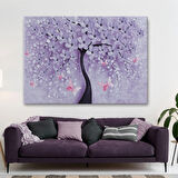 Kelebekler ve Mavi İncili Çiçekler Dekoratif Kanvas Tablo, Duvar Dekoru 3738