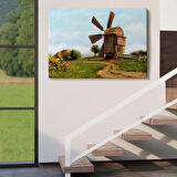 Yağlıboya Görünüm Eski Yel Değirmeni Dekoratif Kanvas Tablo, Duvar Dekoru 3746