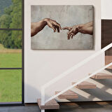 Michelangelo, Ademin Yaratılışı Tanrının Eli Dekoratif Kanvas Tablo, Duvar Dekoru 3753