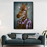 İnsan Görünümlü Zürafa Dekoratif Kanvas Tablo, Duvar Dekoru 4989