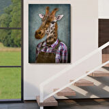 İnsan Görünümlü Zürafa Dekoratif Kanvas Tablo, Duvar Dekoru 4989