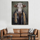 İnsan Görünümlü İnek Pop Art Mizah Dekoratif Kanvas Tablo, Duvar Dekoru 4997