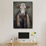 İnsan Görünümlü İnek Pop Art Mizah Dekoratif Kanvas Tablo, Duvar Dekoru 4997