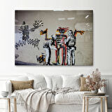 Grafitiyi Arayan Polisler Eseri Banksy Dekoratif Kanvas Tablo, Duvar Dekoru 5018