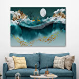 Ormandaki Koşan Geyikler Dijital Sanat Dekoratif Kanvas Tablo, Duvar Dekoru 5040