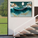 Ormandaki Koşan Geyikler Dijital Sanat Dekoratif Kanvas Tablo, Duvar Dekoru 5040