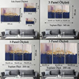 Gold ve Mavi Ton Uyumu Modern Dekoratif Kanvas Tablo, Duvar Dekoru 5045