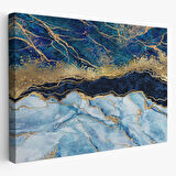 Gold ve Mavi Ton Mermer Desen Dekoratif Kanvas Tablo, Duvar Dekoru 5061