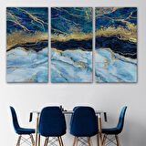 Gold ve Mavi Ton Mermer Desen Dekoratif Kanvas Tablo, Duvar Dekoru 5061