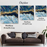 Gold ve Mavi Ton Mermer Desen Dekoratif Kanvas Tablo, Duvar Dekoru 5061