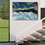 Gold ve Mavi Ton Mermer Desen Dekoratif Kanvas Tablo, Duvar Dekoru 5061