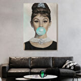 Yeşil Kabarcık Sakızlar Audrey Hepburn 5 Dekoratif Kanvas Tablo, Duvar Dekoru 82