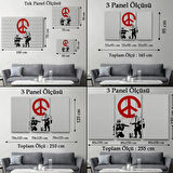 Barış İşareti Yapan Askerler Banksy Dekoratif Kanvas Tablo, Duvar Dekoru 5109