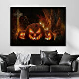 Cadılar Bayramı Oymalı Kabaklar Dekoratif Kanvas Tablo, Duvar Dekoru 5197