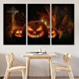Cadılar Bayramı Oymalı Kabaklar Dekoratif Kanvas Tablo, Duvar Dekoru 5197