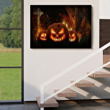 Cadılar Bayramı Oymalı Kabaklar Dekoratif Kanvas Tablo, Duvar Dekoru 5197