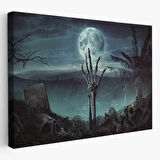 Mezarlıkta Çıkan El Cadılar Bayramı Dekoratif Kanvas Tablo, Duvar Dekoru 5205