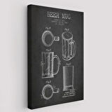 Bira Bardağı Patent Çizimi 1951 tarihli Dekoratif Kanvas Tablo, Duvar Dekoru 5213