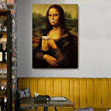 Mona Lisa ve Birası PopArt Dekoratif Kanvas Tablo, Duvar Dekoru 5219