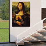 Mona Lisa ve Birası PopArt Dekoratif Kanvas Tablo, Duvar Dekoru 5219