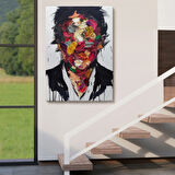 Renkli Yüz Soyut Çalışma Dekoratif Kanvas Tablo, Duvar Dekoru 5220