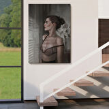 Pencereden Dışarı Bakan Güzel Kadın Dekoratif Kanvas Tablo, Duvar Dekoru 5257