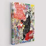 Banksy Graffiti Hayallerinin Peşinden Git, Maymun Dekoratif Kanvas Tablo, Duvar Dekoru 5304