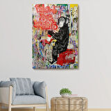 Banksy Graffiti Hayallerinin Peşinden Git, Maymun Dekoratif Kanvas Tablo, Duvar Dekoru 5304