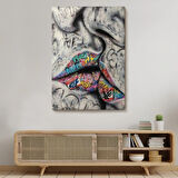 Banksy Graffiti Sokak Sanatı Öpüşme Dekoratif Kanvas Tablo, Duvar Dekoru 5313