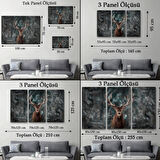 Ren Geyiği ve Kar Kış Ormanı Dekoratif Kanvas Tablo, Duvar Dekoru 5370