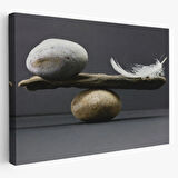 Tüy ve Taş Dengesi Tuval Baskı Dekoratif Kanvas Tablo, Duvar Dekoru 5375