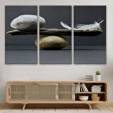 Tüy ve Taş Dengesi Tuval Baskı Dekoratif Kanvas Tablo, Duvar Dekoru 5375