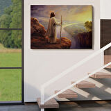 Hristiyan Duvar Sanatı, İsa Mesih, Uçurumdan Ufka Bakmak Dekoratif Kanvas Tablo 5400