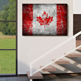 Kanada Bayrağı Rustik Ev ve Ofis Dekor Dekoratif Kanvas Tablo, Duvar Dekoru 5403