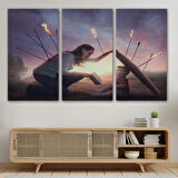 Kütüphane Posteri Bilgi İle Çocuğunu Koruyan Anne Dekoratif Kanvas Tablo, Duvar Dekoru 5411