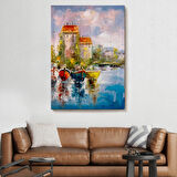 Yağlıboya Görünüm Liman Dekoratif Kanvas Tablo, Duvar Dekoru 5931