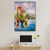 Yağlıboya Görünüm Liman Dekoratif Kanvas Tablo, Duvar Dekoru 5931