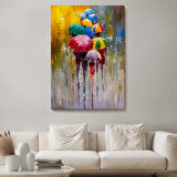 Yağlıboya Görünüm Renkli Şemsiyeler Dekoratif Kanvas Tablo, Duvar Dekoru 5932