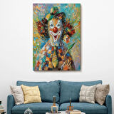 Palyaço Renkli Dekoratif Kanvas Tablo, Duvar Dekoru 5934